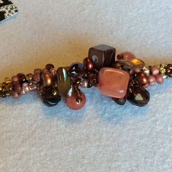 FINAL SALE PRICE CL Designs Earthy Crochet Bracelet w/Crystal Beads - Picture 2 of 5